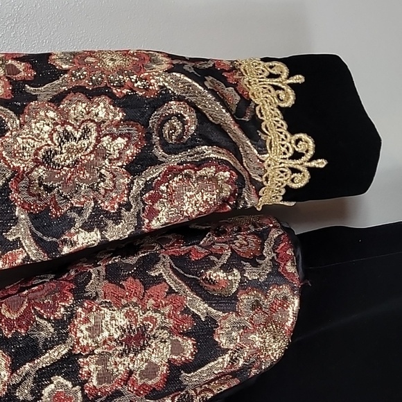 Vintage 80s Edwardian Victorian Goth Dress Size 6 Steam Punk Velvet Cosplay Gold - Picture 5 of 16